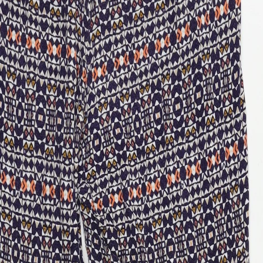 H&M Womens Multicoloured Geometric Viscose Jogger Trousers Size L L30 in Regular - Elastic Waist