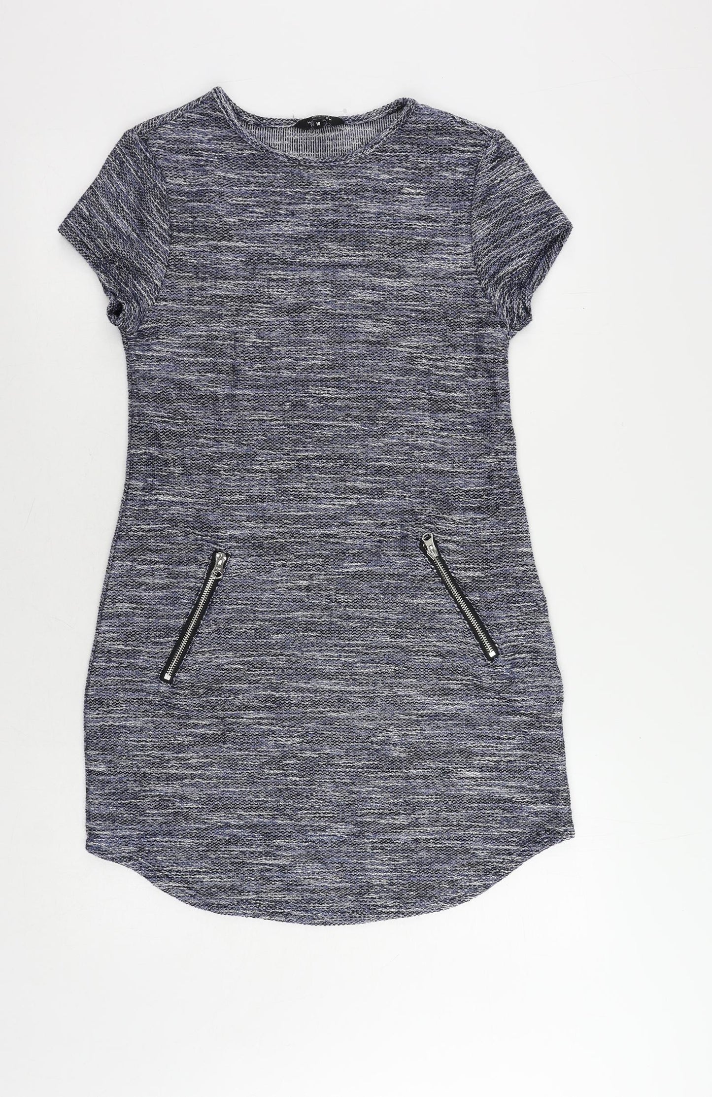 New Look Womens Blue Polyester Shift Size 10 Round Neck Pullover