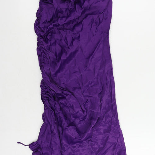 Zara Womens Purple Viscose Mini Size XS Cowl Neck Pullover - Chain Straps
