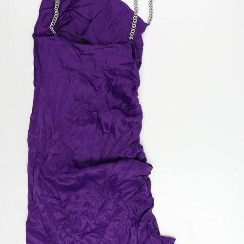 Zara Womens Purple Viscose Mini Size XS Cowl Neck Pullover - Chain Straps