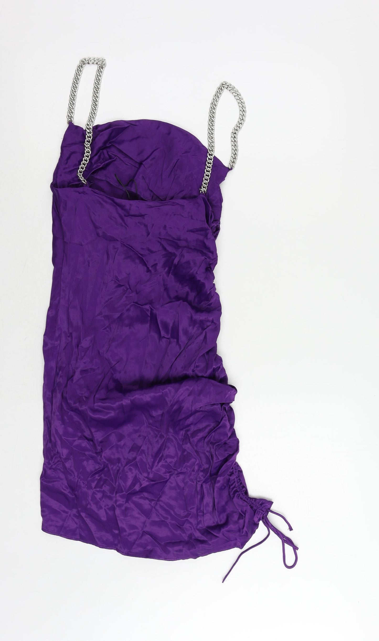 Zara Womens Purple Viscose Mini Size XS Cowl Neck Pullover - Chain Straps