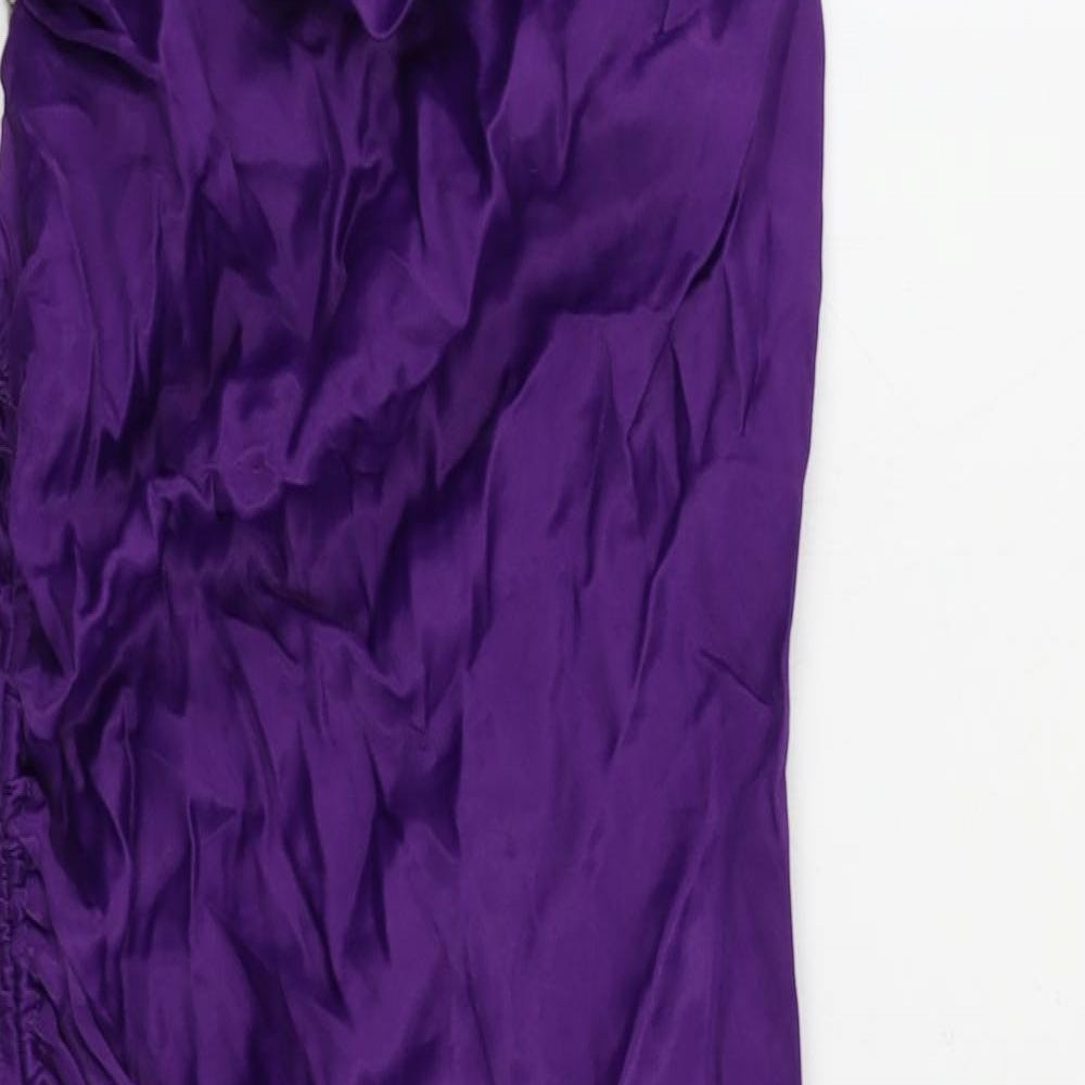 Zara Womens Purple Viscose Mini Size XS Cowl Neck Pullover - Chain Straps