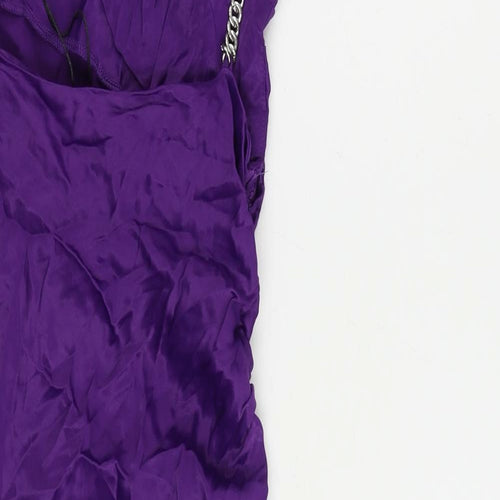 Zara Womens Purple Viscose Mini Size XS Cowl Neck Pullover - Chain Straps