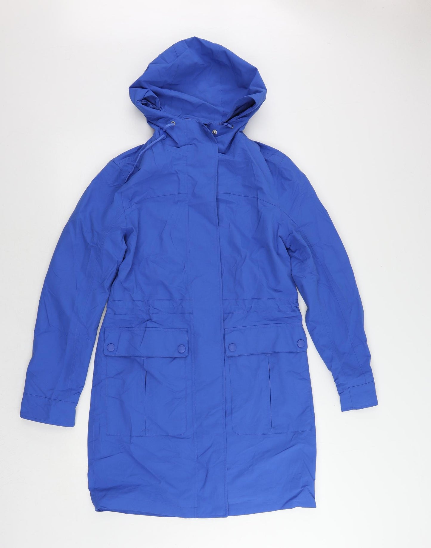 Marks and Spencer Womens Blue Rain Coat Coat Size 6 Zip - Hooded