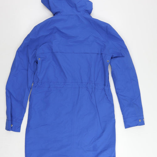 Marks and Spencer Womens Blue Rain Coat Coat Size 6 Zip - Hooded