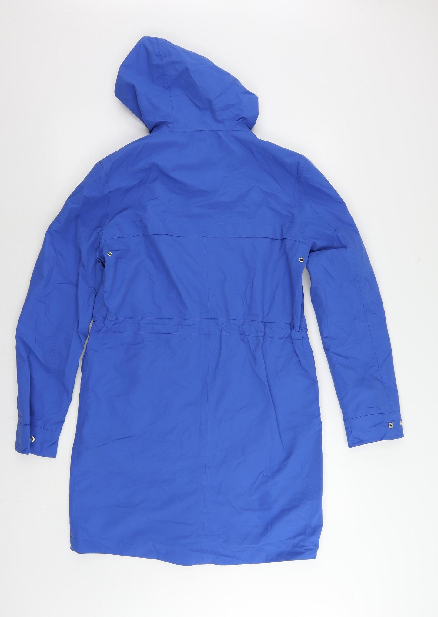 Marks and Spencer Womens Blue Rain Coat Coat Size 6 Zip - Hooded