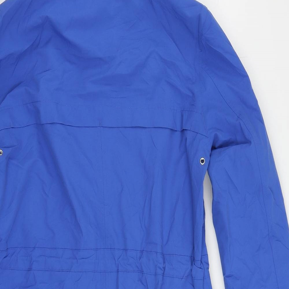 Marks and Spencer Womens Blue Rain Coat Coat Size 6 Zip - Hooded