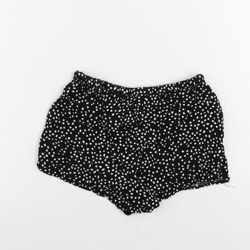 H&M Womens Black Polka Dot Viscose Basic Shorts Size 6 L3 in Regular Drawstring - Elastic Waist