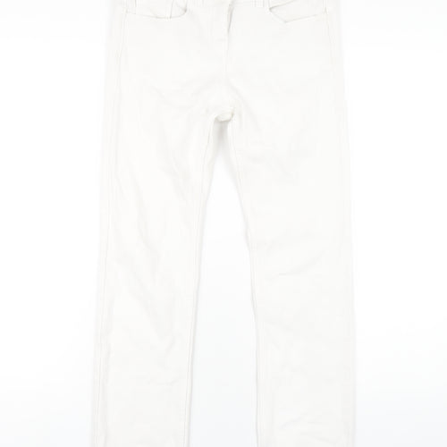 NEXT Womens White Cotton Straight Jeans Size 8 L27 in Regular Zip