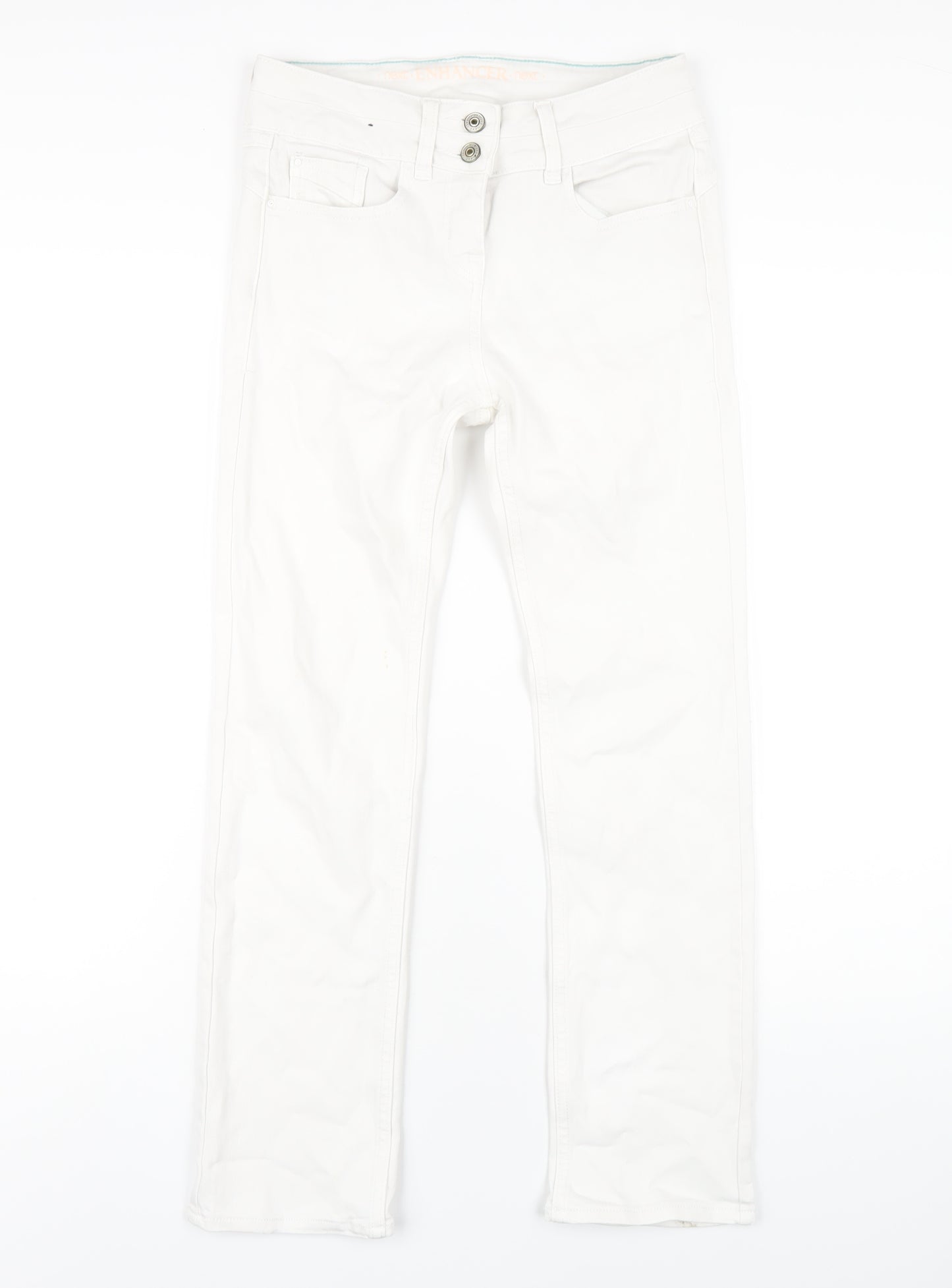 NEXT Womens White Cotton Straight Jeans Size 8 L27 in Regular Zip