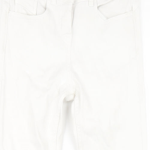 NEXT Womens White Cotton Straight Jeans Size 8 L27 in Regular Zip