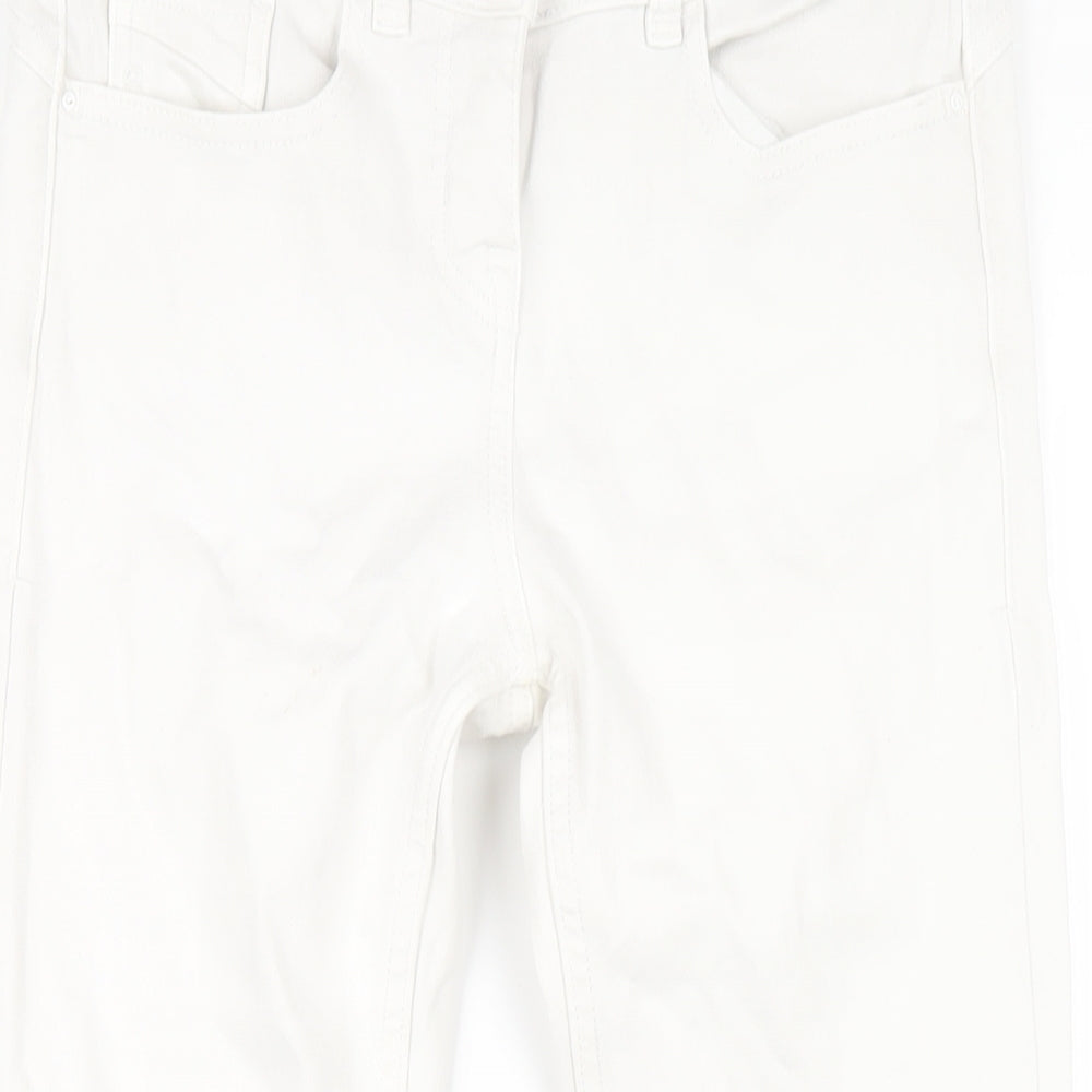 NEXT Womens White Cotton Straight Jeans Size 8 L27 in Regular Zip