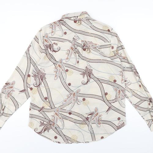 H&M Womens Multicoloured Geometric Polyester Basic Button-Up Size 8 Collared
