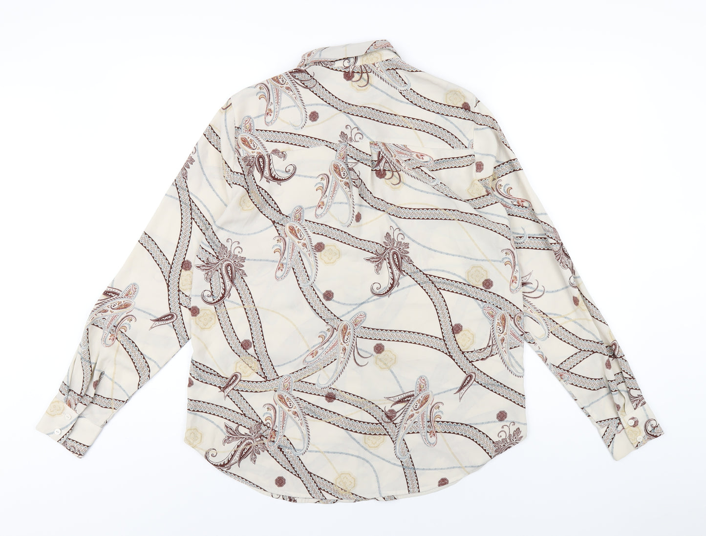 H&M Womens Multicoloured Geometric Polyester Basic Button-Up Size 8 Collared