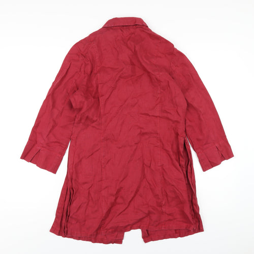 Mexx Womens Red Linen Basic Button-Up Size 10 Collared