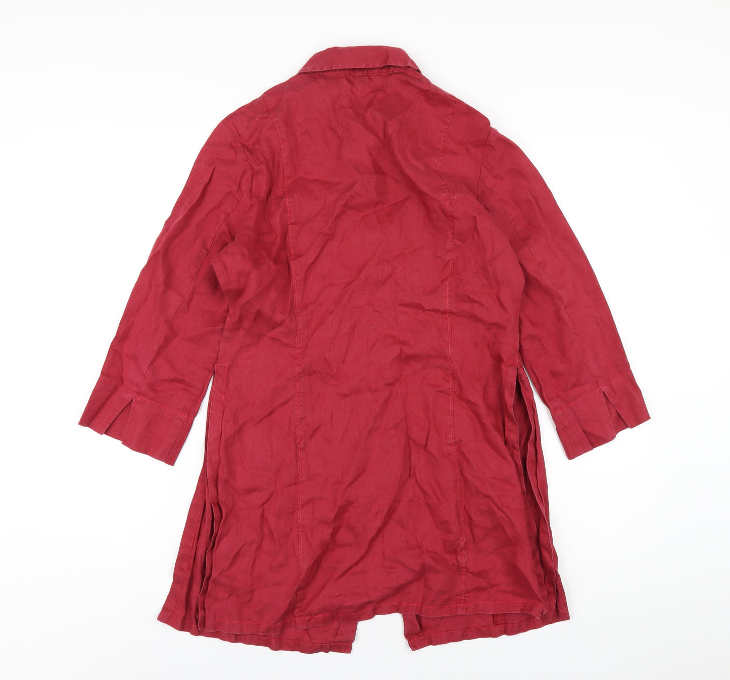 Mexx Womens Red Linen Basic Button-Up Size 10 Collared