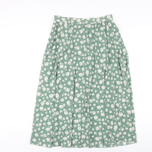 Gini London Womens Green Floral Polyester Pleated Skirt Size 8 Zip