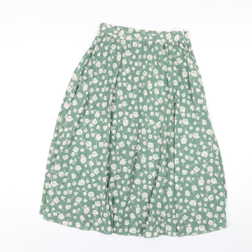Gini London Womens Green Floral Polyester Pleated Skirt Size 8 Zip