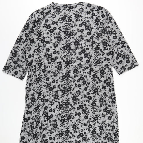 Bonmarché Womens Grey Floral Polyester A-Line Size 24 Round Neck Pullover