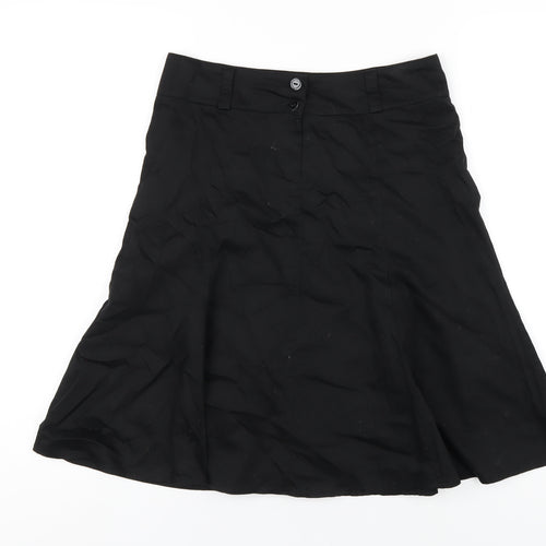 Denis Womens Black Polyester A-Line Skirt Size 6 Zip