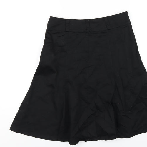 Denis Womens Black Polyester A-Line Skirt Size 6 Zip