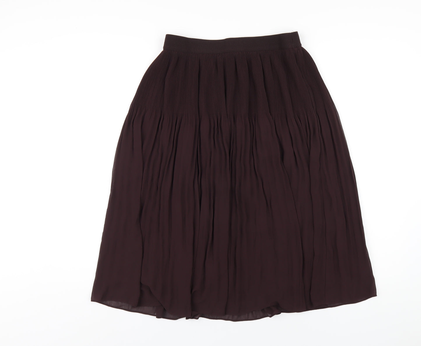 H&M Womens Brown Polyester Pleated Skirt Size 12
