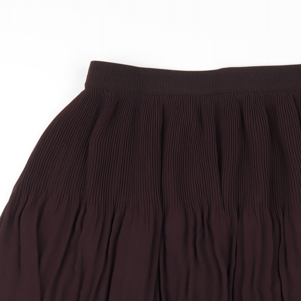 H&M Womens Brown Polyester Pleated Skirt Size 12