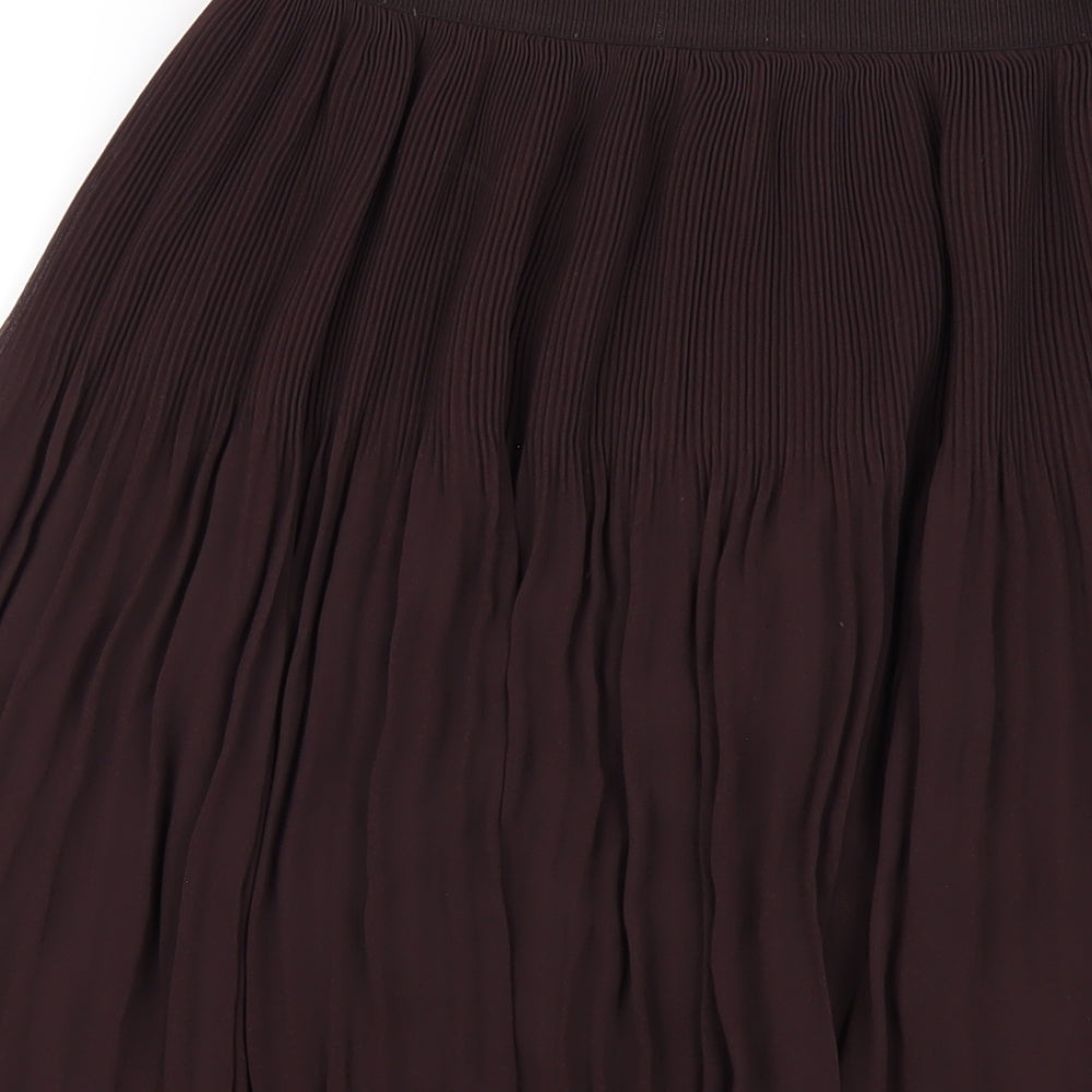 H&M Womens Brown Polyester Pleated Skirt Size 12