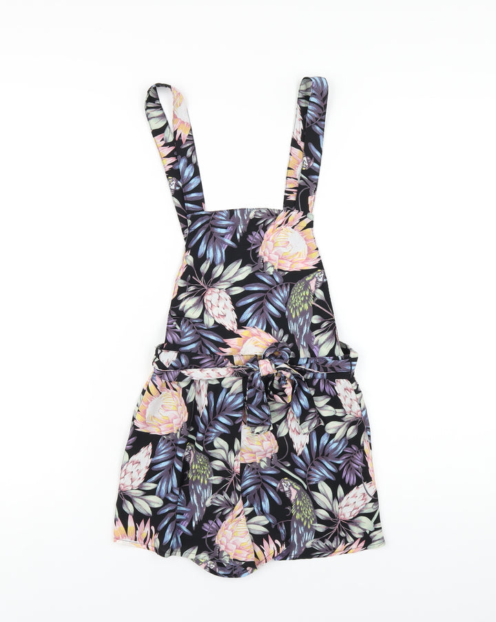 H&M Womens Multicoloured Floral Polyester Playsuit One-Piece Size 4 Zip
