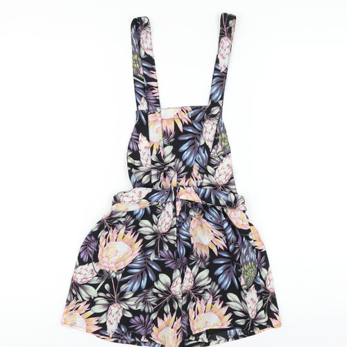 H&M Womens Multicoloured Floral Polyester Playsuit One-Piece Size 4 Zip