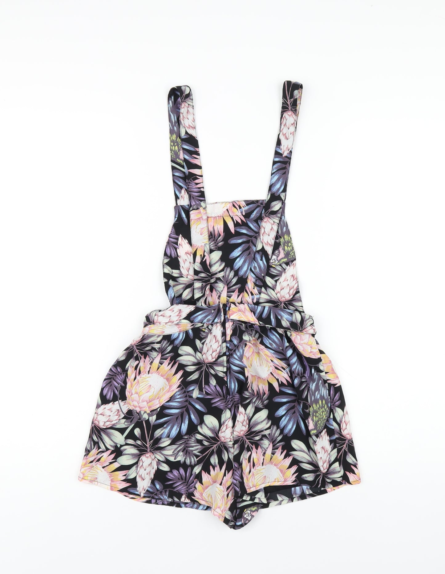 H&M Womens Multicoloured Floral Polyester Playsuit One-Piece Size 4 Zip