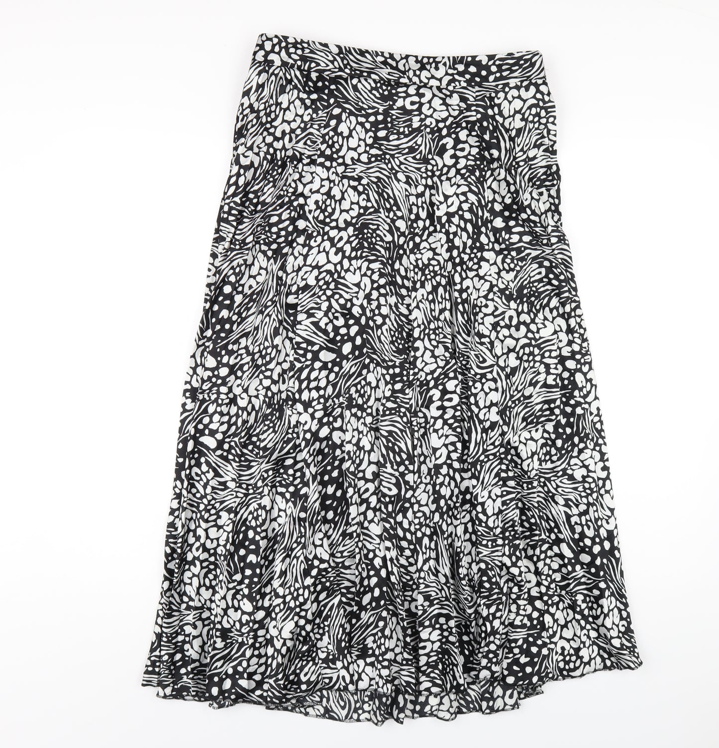New Look Womens Black Geometric Polyester Pleated Skirt Size 12