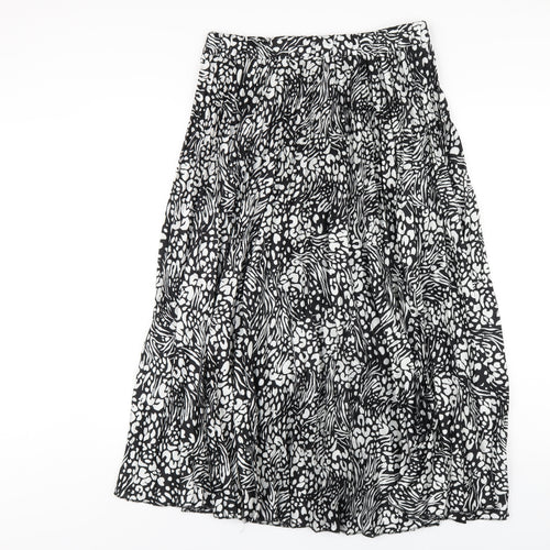 New Look Womens Black Geometric Polyester Pleated Skirt Size 12