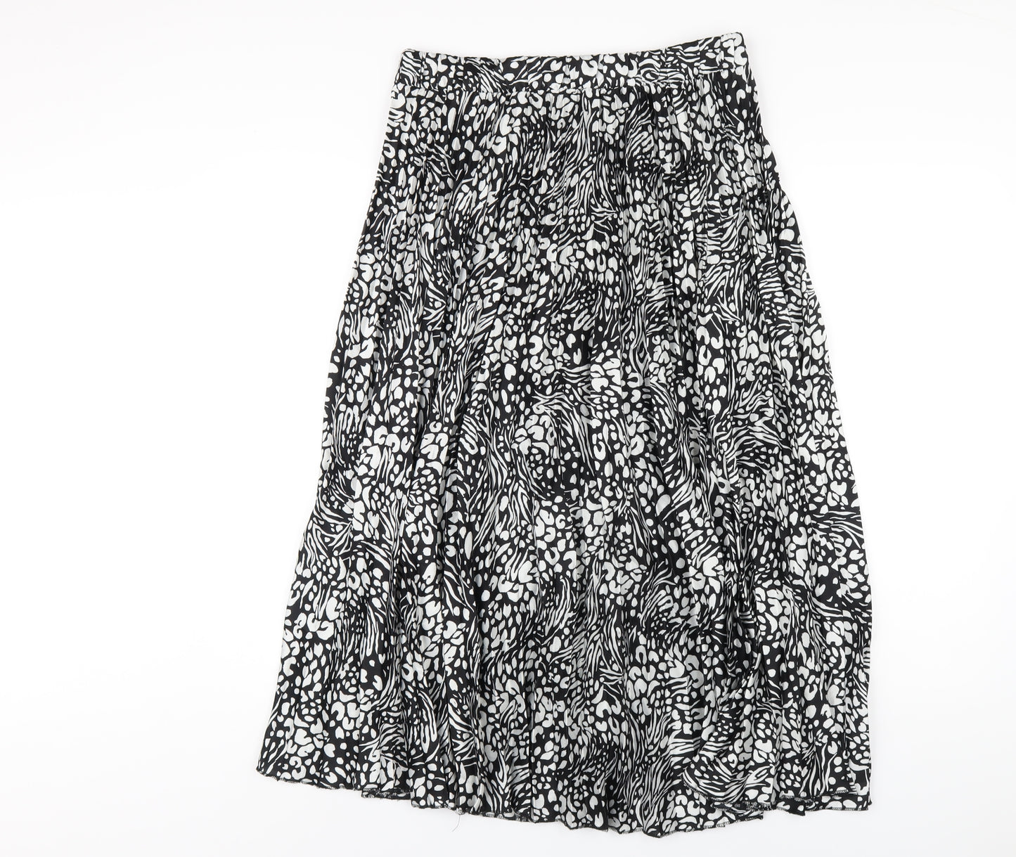 New Look Womens Black Geometric Polyester Pleated Skirt Size 12