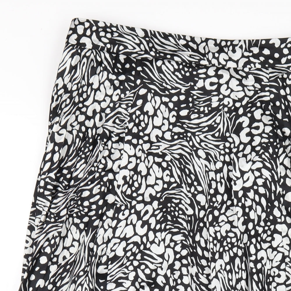 New Look Womens Black Geometric Polyester Pleated Skirt Size 12