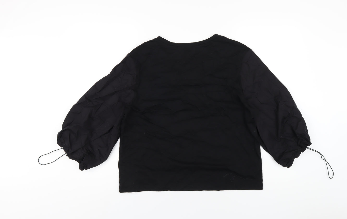 Warehouse Womens Black Cotton Basic T-Shirt Size M Round Neck
