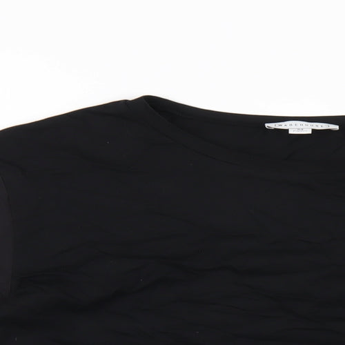 Warehouse Womens Black Cotton Basic T-Shirt Size M Round Neck