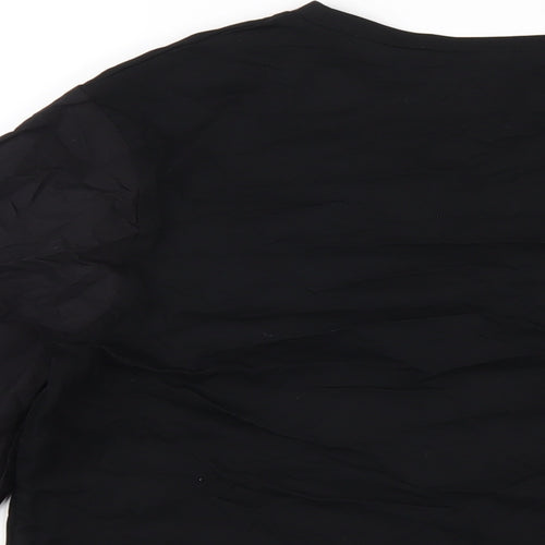 Warehouse Womens Black Cotton Basic T-Shirt Size M Round Neck