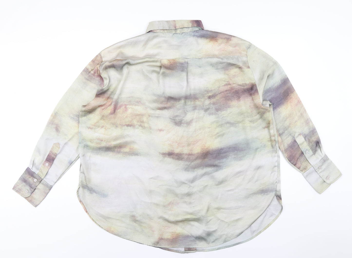 H&M Womens Multicoloured Polyester Basic Button-Up Size L Collared
