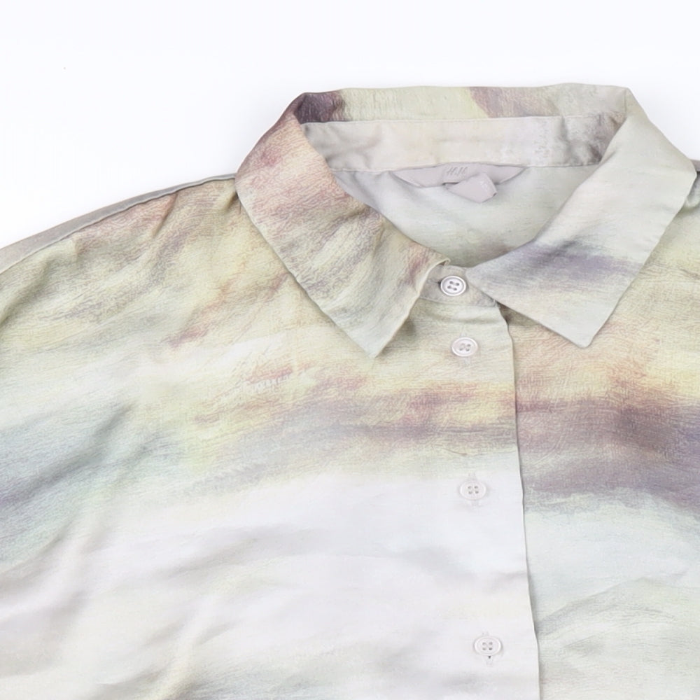 H&M Womens Multicoloured Polyester Basic Button-Up Size L Collared