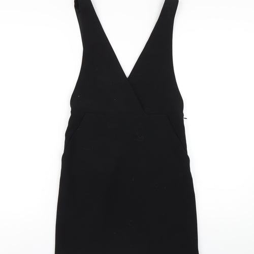 H&M Womens Black Polyester A-Line Size 6 V-Neck Zip