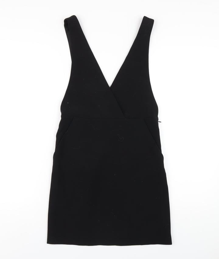 H&M Womens Black Polyester A-Line Size 6 V-Neck Zip