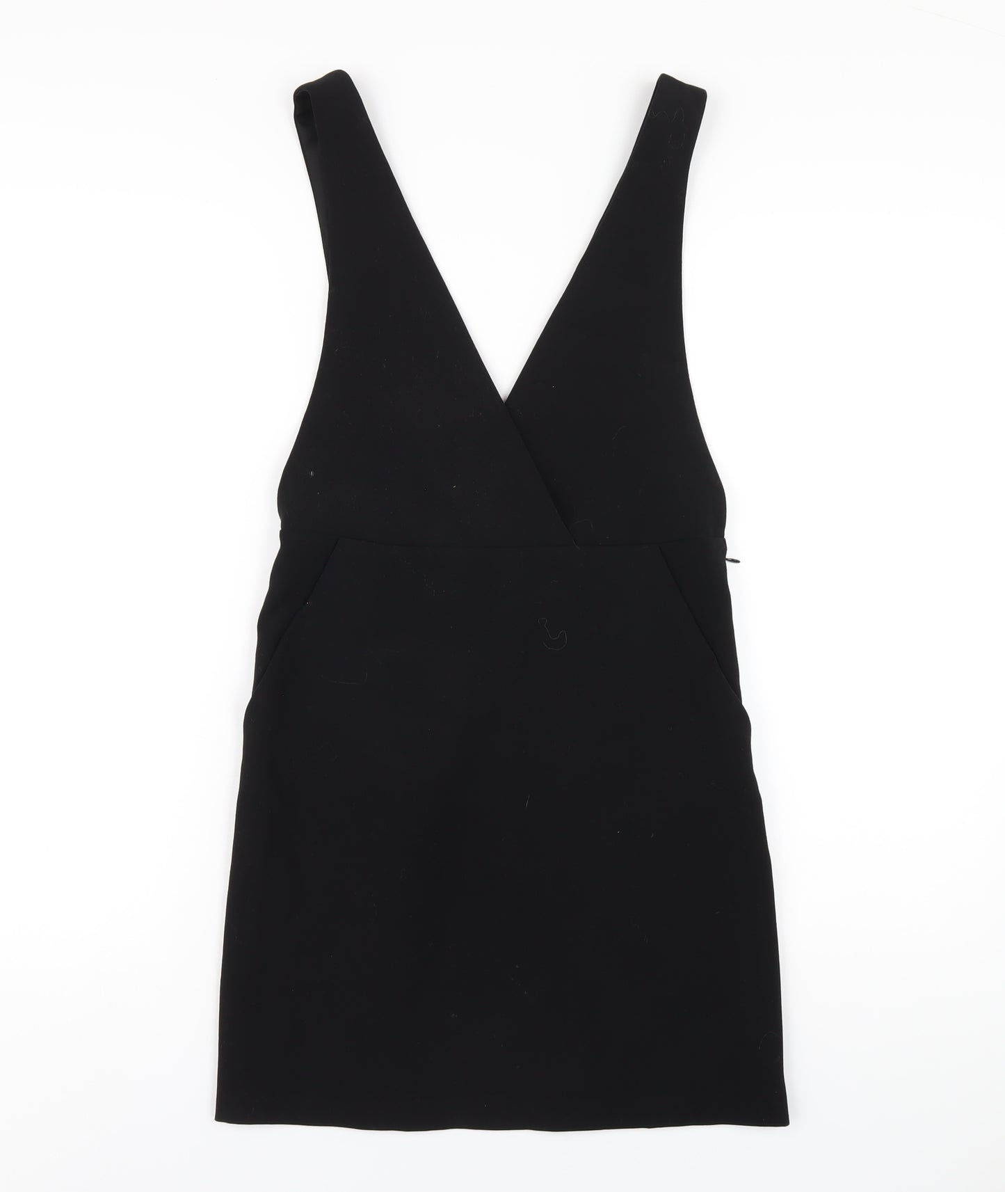 H&M Womens Black Polyester A-Line Size 6 V-Neck Zip