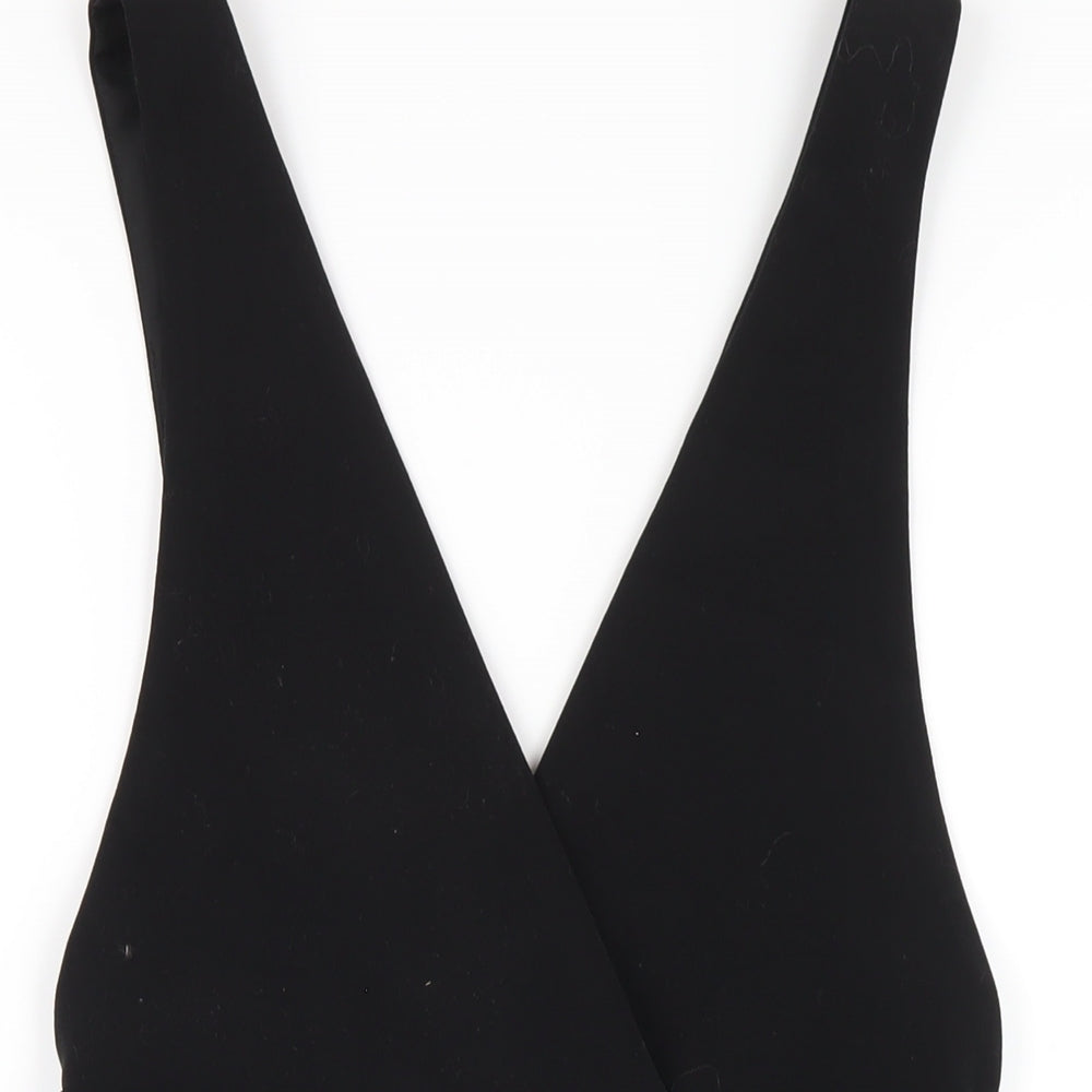 H&M Womens Black Polyester A-Line Size 6 V-Neck Zip
