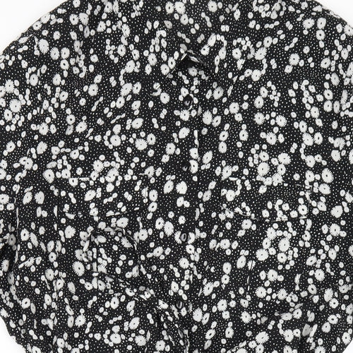 QED London Womens Black Floral Polyester Shirt Dress Size 14 Collared Button