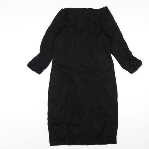 H&M Womens Black Polyester A-Line Size 6 Boat Neck Pullover