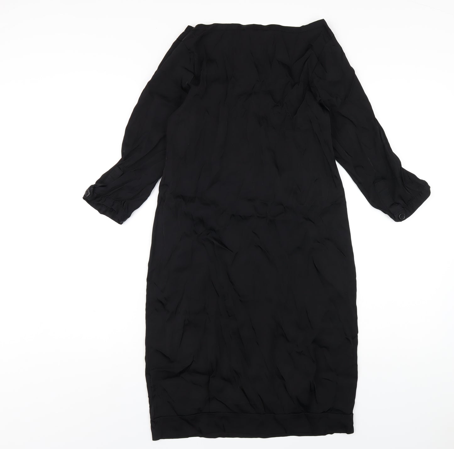H&M Womens Black Polyester A-Line Size 6 Boat Neck Pullover