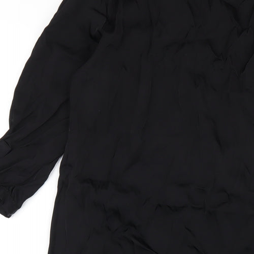 H&M Womens Black Polyester A-Line Size 6 Boat Neck Pullover