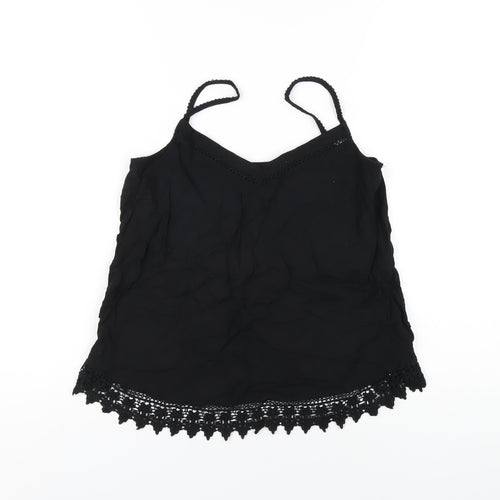 New Look Womens Black Viscose Camisole T-Shirt Size 10 V-Neck