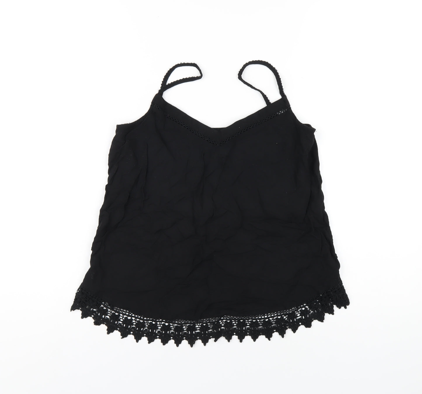 New Look Womens Black Viscose Camisole T-Shirt Size 10 V-Neck